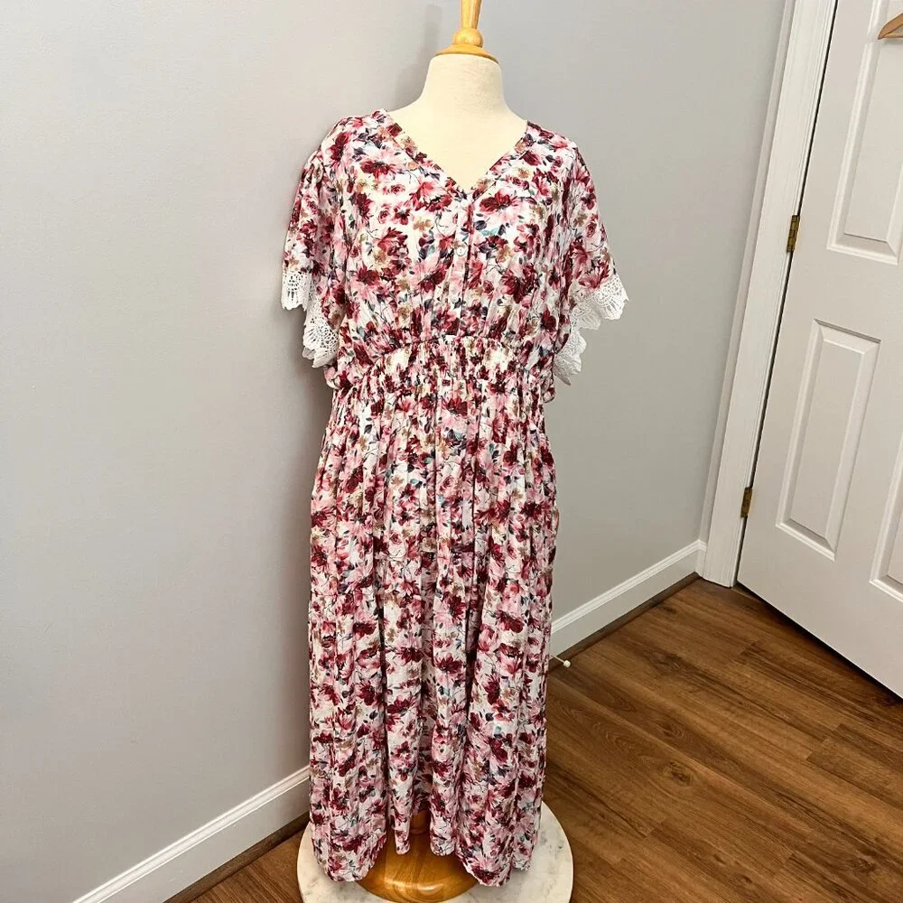 Baltic Born Aliyah Pink Floral Lace Sleeve Dress Sz 3XL - Picture 5 of 15